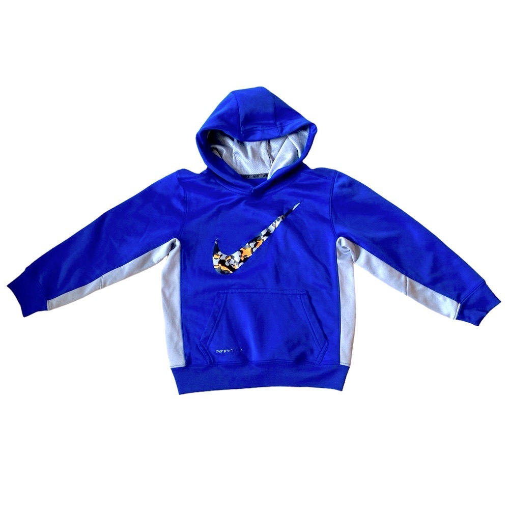 ⭐️ 3/$20 Boys- NIKE: Therma-Fit Blue and gray hoodie with front pocket- Sz 6